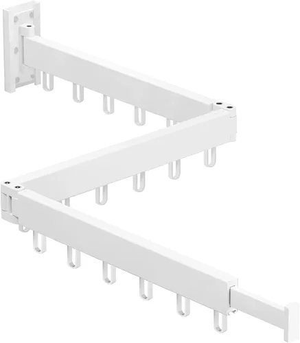 Vista 11 de HEILAIYI Estante de Secado de Ropa para Lavandería, Perchero de Ropa Montado en la Pared, Plegable, Retráctil, Plegable (Con Ganchos en Forma de J)
