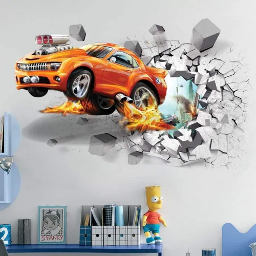 Vista 6 de Supzone Calcomanías 3D para automóvil, calcomanías de pared rota autoadhesivas, vinilo extraíble, arte de automóvil para niños, calcomanías de coche