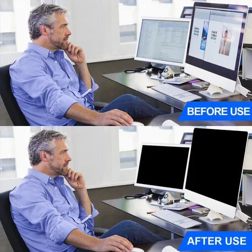 Vista 6 de Paquete de 2 filtros de pantalla de privacidad para computadora de 27 pulgadas, protector de pantalla de privacidad para colgar compatible