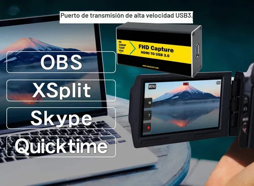 Vista 7 de Tarjeta de captura de video 4K 30FPS 1080P 60FPS a USB 3.0 con cable HDMI 4K HDMI a USB 3.0 para compatible con Windows, Linux, macOS, transmisión