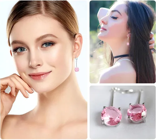 Vista 5 de VONSSY Aretes colgantes de gota de piedras preciosas Aretes colgantes de cristal chapado en platinooro con circonita cúbica para colgar