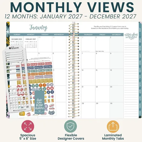 Vista 5 de bloom daily planners Agenda 2027 con plantilla para mujer