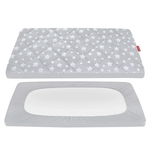 Vista 11 de Sábanas ajustables para Pack and Play, transpirables, gruesas, parque de juegos con estampado encantador 39"×27"×5", compatible con Graco Pack n