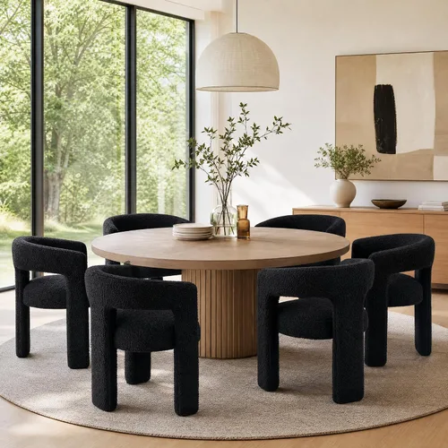 Vista 24 de Hyfirm Sillas de Comedor Modernas Tipo Barril Juego de 1, Cómoda Silla de Comedor de Acento Tapizada en Chenilla con Brazo para Cocina Sala de Estar