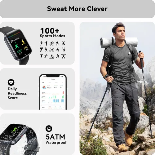 Vista 4 de ENOMIR Reloj inteligente para mujeres y hombres con llamada Bluetooth, Alexa integrado, oxígeno en sangre 247, frecuencia cardíaca, sueño