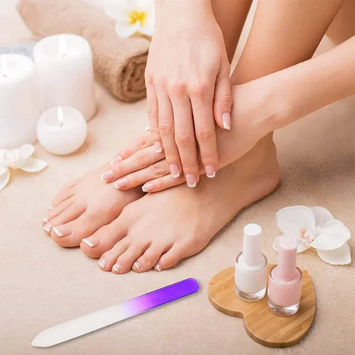 Vista 6 de Paquete de 5 limas de uñas de vidrio con estuche, limas de uñas de vidrio de doble cara, lima de uñas de vidrio de doble cara, juego de manicura