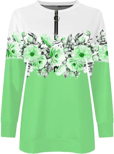 Vista 2 de GIANTHONG Sudadera de gran tamaño para mujer, media cremallera, casual, holgada, de manga larga, con estampado de moda, ropa Y2K
