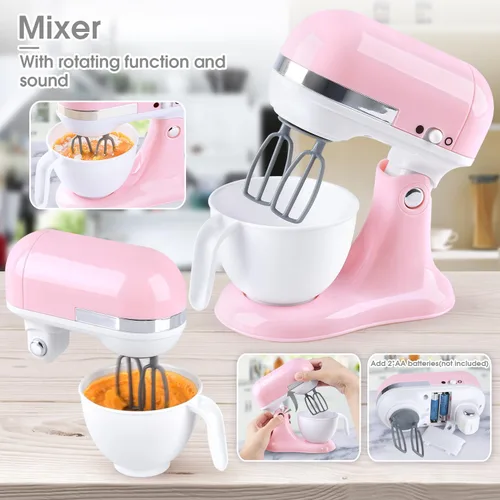 Vista 4 de Juegos de cocina para niños, accesorios de cocina para niños de 4 a 8 años, juguetes de electrodomésticos de cocina, licuadora, cafetera