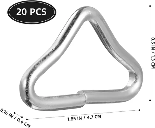 Vista 8 de BESPORTBLE 20 piezas de repuesto de hebilla triangular, anillos en V de acero inoxidable para piezas y accesorios de trampolín, anillos triangulares