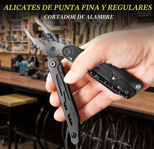 Vista 3 de RoverTac, navaja multiuso de bolsillo, cuchillo táctico para campamento y supervivencia, regalos para hombres, papá, esposo, multiherramienta de 18