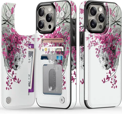 Vista 94 de FUNMIKO Funda tipo cartera para iPhone 15 con tarjetero + clip para efectivo, bloqueo RFID, protección contra caídas de grado militar y obras
