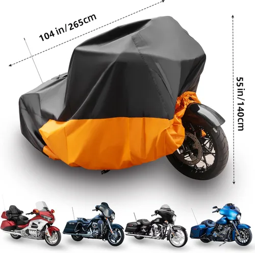 Vista 3 de Cubierta de Motocicleta 420D Impermeable para Exteriores, Compatible con Modelos Cruiser Harley Davidson Iron 883, Fat Boy, Softail Slim, Softail