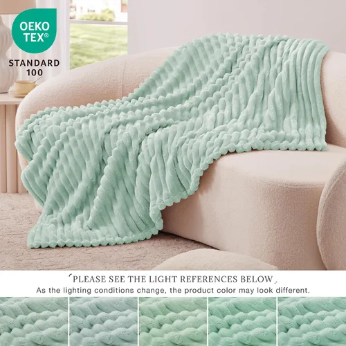 Vista 3 de EXQ Home Manta suave y suave de forro polar, acogedora y ligera para sofá o cama, manta de franela cálida y mullida para todas las estaciones