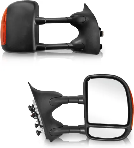Vista 10 de PZ Espejos de remolque de reemplazo compatibles con Ford Econoline 2003-2014 E-150 E-250 E-350 E-450 E-550 / Juego de par manual de doble brazo