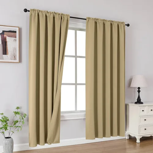Vista 38 de CUCRAF Cortinas Opacas Beige de 45 Pulgadas, con Aislamiento Térmico Reductor de Ruido con Bolsillo para Barra, Cortinas de Ventana para Dormitorio