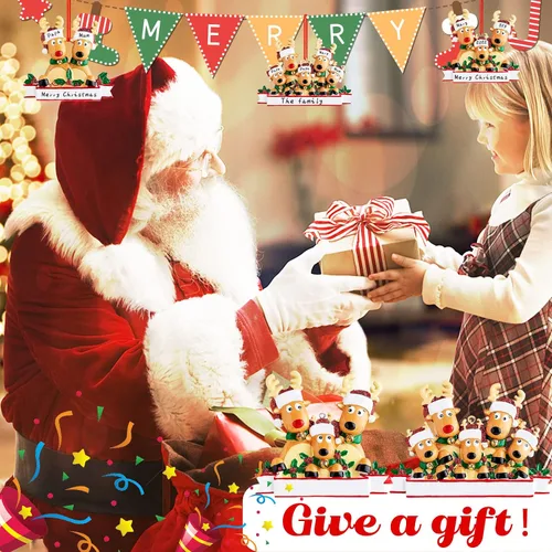 Vista 6 de Adornos de Navidad de renos personalizados 2025, adornos de ciervo y alce navideños DIY para árbol de Navidad, adornos colgantes personalizados