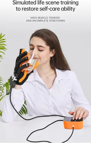 Vista 4 de Guantes de robot de rehabilitación para pacientes con hemiplejia cerebral, equipo de entrenamiento de recuperación de dedos y manos, guante robótico