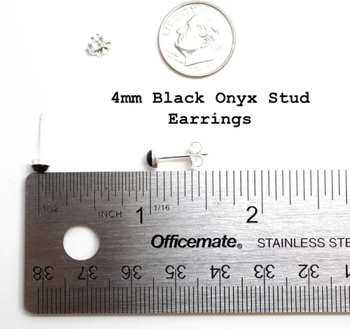 Vista 3 de Aretes de tuerca con piedras preciosas para mujeres y niñas, bisel redondo de 0.157 in de plata esterlina 925