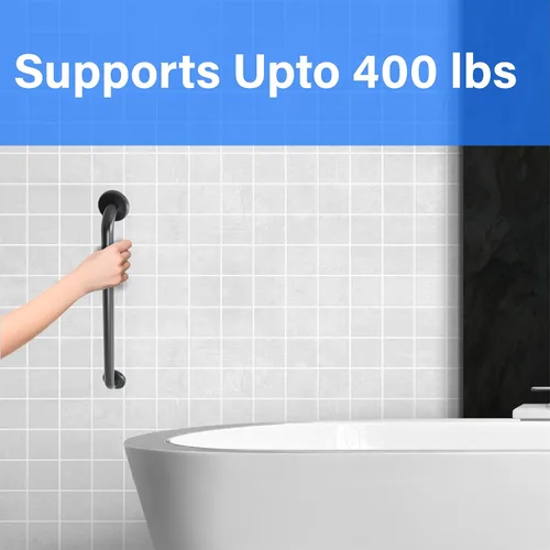 Vista 7 de Mango de ducha de 12 pulgadas con agarre suave Barras de agarre de acero inoxidable 304 para bañeras y duchas Pasamanos estándar ADA de bronce
