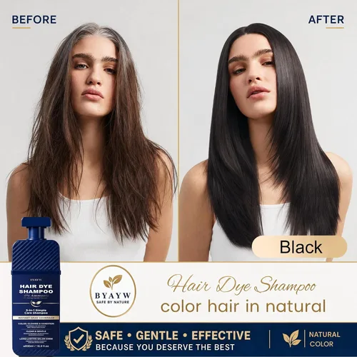 Vista 2 de Champú negro 3 en 1, champú de color instantáneo para una cobertura