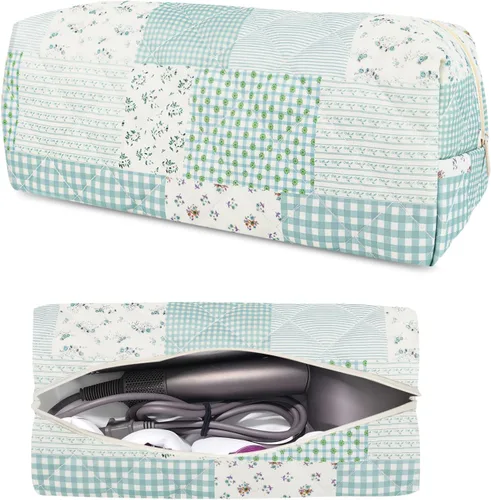 Vista 11 de Herramientas para el cabello Bolsa de transporte de viaje, bolsa floral acolchada para Shark Flexstyle Azul