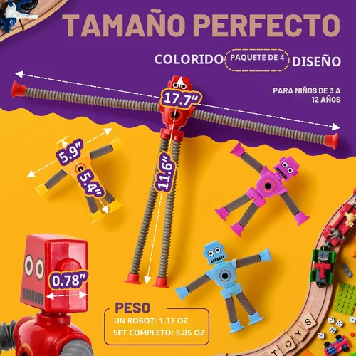 Vista 4 de nutty toys Juguetes Sensoriales de Robot 4 Unidades - Tubos Pop Superiores Fidget 2025 para TDAH y Autismo Edades 3 4 5 6 7 8 9 10 11 12, Mejor Idea