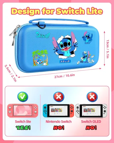Vista 2 de Xinocy Carrying Case for Nintendo Switch Lite 2019 Travel Carry Cases for Teen Kids Boys Girls Cute Kawaii Girly Cartoon Portable Hard Shell Covers