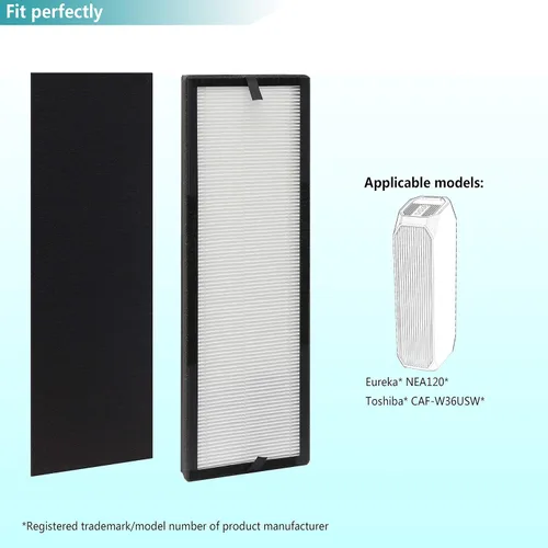 Vista 2 de NEA-F1 Filtro de repuesto True HEPA, compatible con purificador de aire Eureka NEA120 y purificador de aire Toshiba CAF-W36USW, paquete de 2
