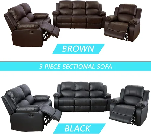 Vista 6 de A Ainehome Juego de sofá reclinable para sala de estar, sofá reclinable, sofá biplaza, asiento reclinable de movimiento manual, asiento de cine