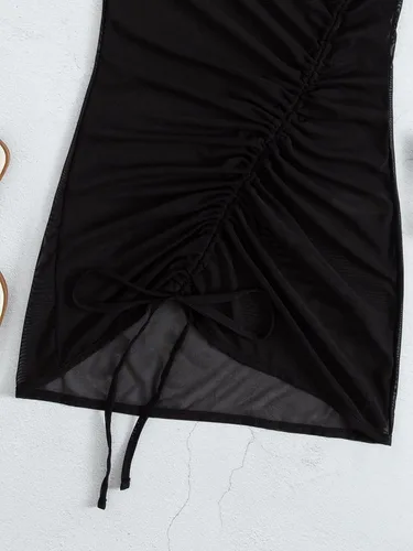 Vista 5 de Verdusa Vestido de playa de malla transparente con cordón y cordón para mujer