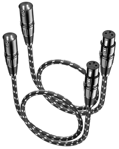 Vista 21 de Cable corto XLR, cable de micrófono de 1 pie, paquete de 2 unidades, toda la longitud de 6 pulgadas a 100 pies, cable de micrófono equilibrado