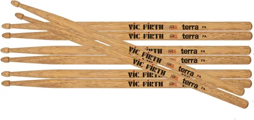Vista 8 de Vic Firth 5ATN Terra - Baquetas de madera, punta de nailon, paquete de 4 pares