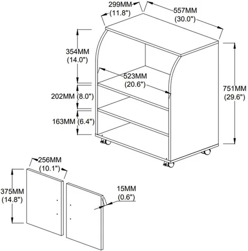 Vista 5 de Pemberly Row Carrito de cocina para microondas en cereza