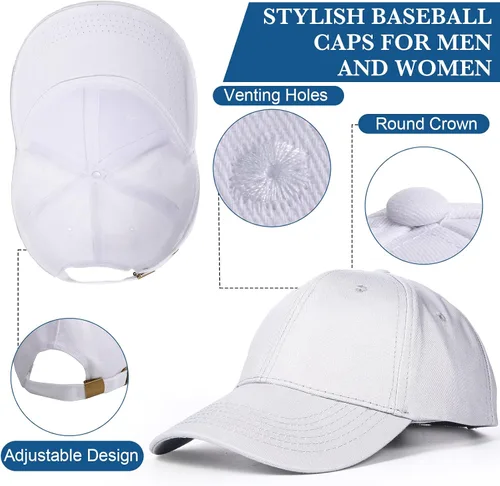 Vista 3 de Jecery 12 gorras de béisbol para mujeres y hombres, gorras de béisbol lavadas, gorras deportivas de algodón ajustables para adultos, actividades al