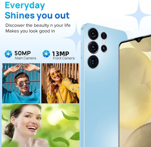 Vista 2 de Teléfono celular, teléfono inteligente Android desbloqueado, Octa-Core pantalla de 6.52" HD+ 90Hz, batería de 4000mAh, perfecto para adolescentes