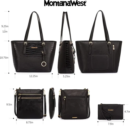 Vista 2 de Montana West Totes - Bolso de mano grande con cartera para mujer 3 piezas