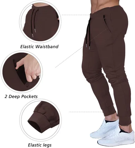 Vista 4 de BUXKR - Pantalones deportivos ajustados con bolsillos profundos para hombre, para gimnasio, correr y fisioculturismo