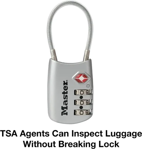 Vista 3 de Master Lock 4688D Candado para Equipaje con Combinación Personalizable Aprobado por TSA, 1 Unidad, Plateado