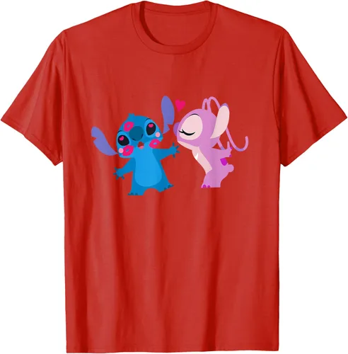 Vista 78 de Disney Stitch and Angel - Camiseta para el día de San Valentín Negro