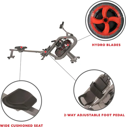 Vista 4 de Sunny Health & Fitness Sunny Health & Fitness AquaStrive Series Smart Water Rower, 300LB Capacity Plus Dynamic Hydro Resistance for Home Cardio