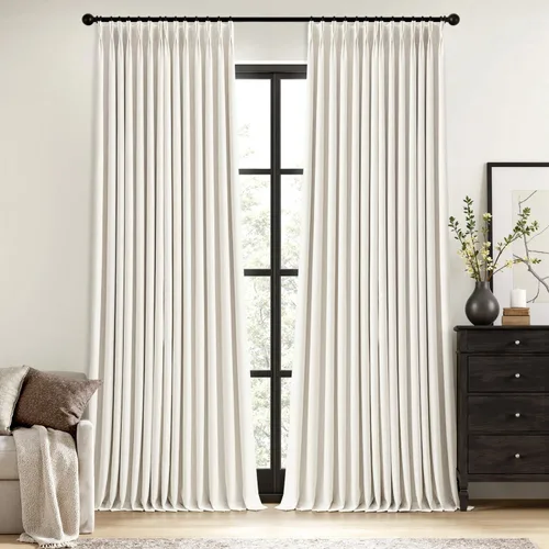 Vista 26 de MIULEE - Cortinas de lino beige con pliegues a presión 100% opacas para dormitorio, cortinas de ventana con memoria y bloqueo de luz para oscurecer