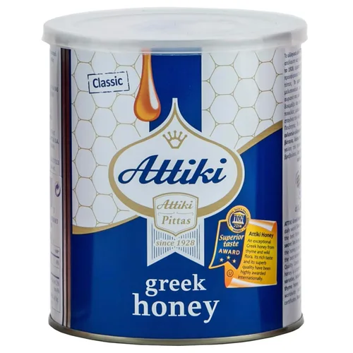 Vista 6 de Attiki Miel griega pura con tomillo, flores silvestres y hierbas, perfecta para hornear, cocinar, limonada y té, 9.5 oz (270 gramos), botella
