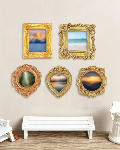 Vista 3 de Mini Picture Frames Vintage Resin Oval Rectangle Heart Photo Frame 10PCS