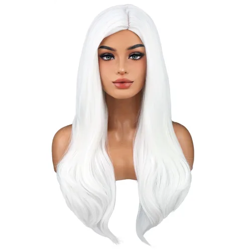 Vista 9 de RightOn Peluca negra larga ondulada negra para mujer, peluca ondulada negra para mujer, cosplay, fiesta, diario, red de pelo incluye Negro