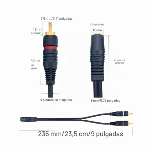 Vista 3 de 2 unids 0.1 in a RCA Audio estéreo Y Cable RCA a AUX adaptador para altavoz