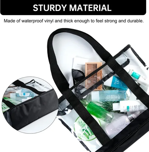 Vista 5 de Bolso transparente BORMELUN, con asa de cremallera para el trabajo, plástico transparente para mujer