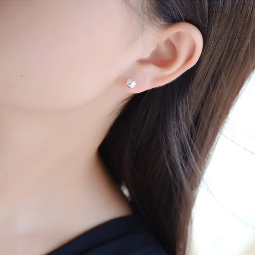 Vista 5 de Aretes pequeños para mujer hipoalergénicos pequeños aretes de bola redonda de plata de ley para mujer, múltiples piercings, 5 pares de aretes