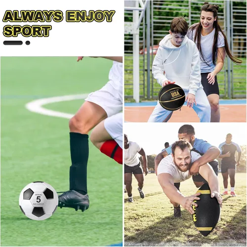 Vista 5 de Sratte Juego de 6 pelotas deportivas para adolescentes y adultos, incluye tamaño oficial de fútbol, fútbol, baloncesto con bomba, bolsa