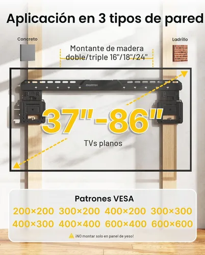 Vista 4 de monTEK Soporte de pared para TV ultra delgado de 0.35 pulgadas