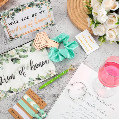 Vista 3 de Yexiya Juego de 13 piezas de regalo de caja de propuesta de dama de honor, regalo con texto en inglés "Will You Be My Maid of Honor", de acero